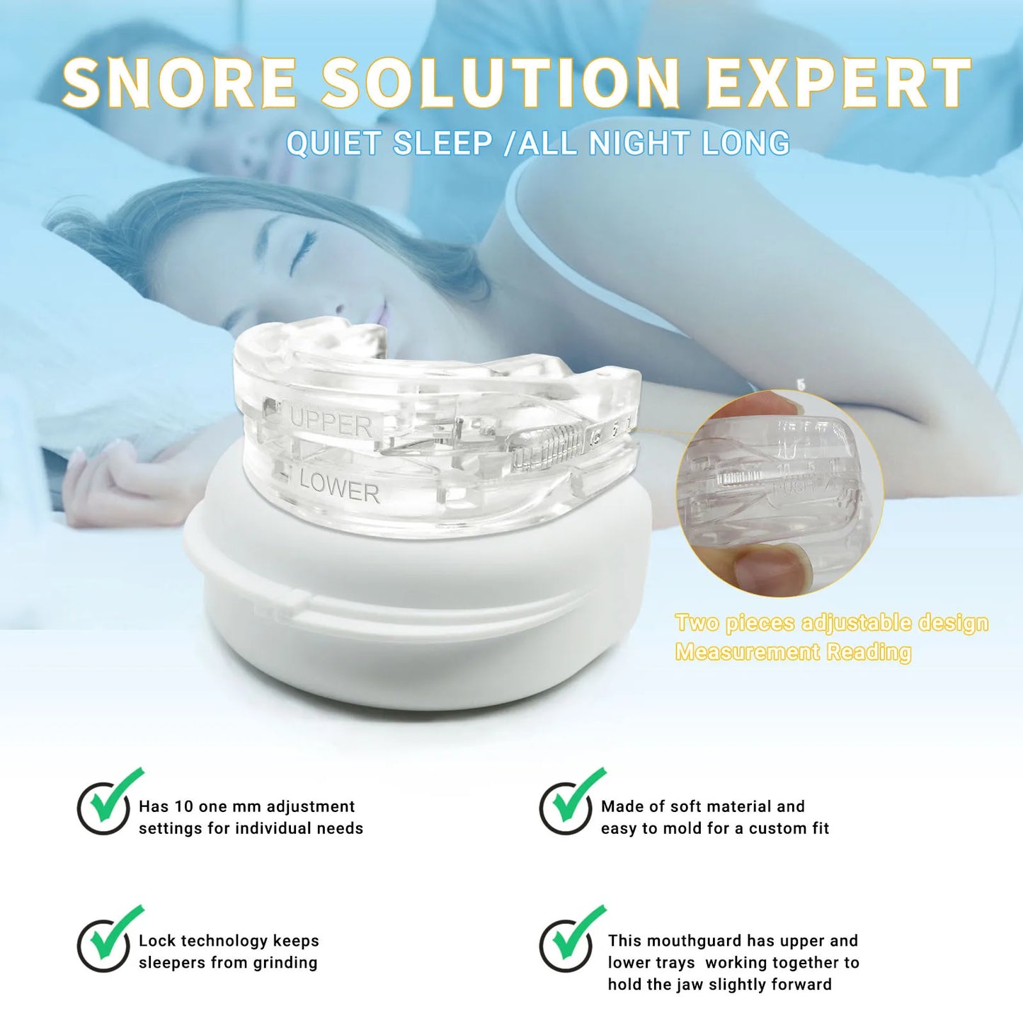 Anti Snore Mouth Guard - Silicone Sleeping Aid for Snoring and Bruxism
